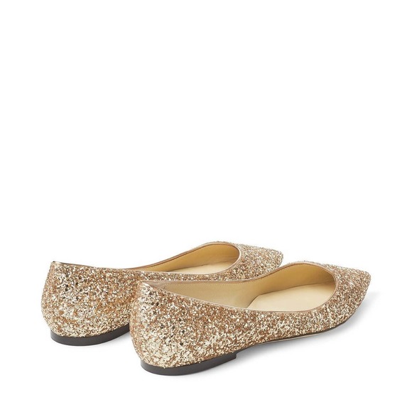 Jimmy Choo Alina Coarse Glitter Fabric Pointed Toe Flats - Picture 10 of 11